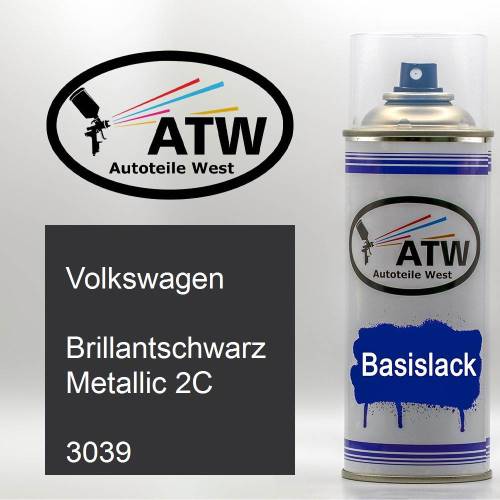 Volkswagen, Brillantschwarz Metallic 2C, 3039: 400ml Sprühdose, von ATW Autoteile West.